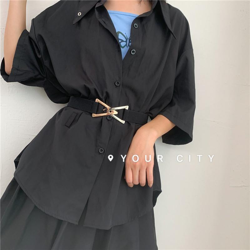 Dreieckschnalle Taillenverschluss Einfacher Gürtel Damen Elastisch Elastische Taille Dünn