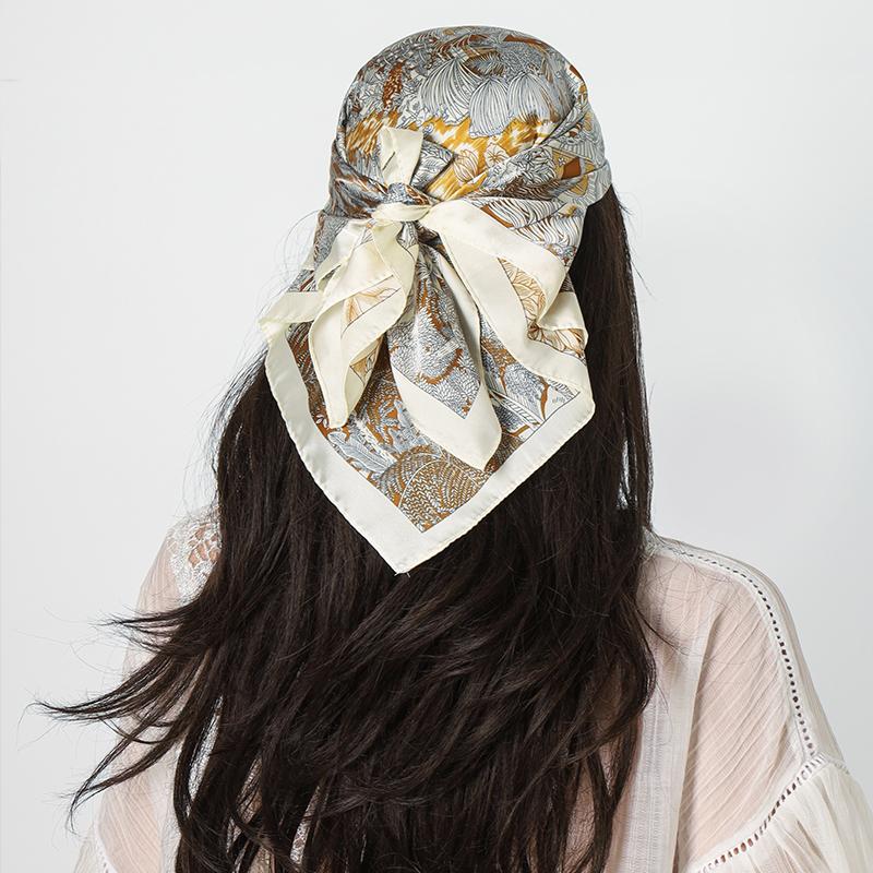 70cm Fashionable Simulation Silk Square Scarves Women Temperament Shawl Wrap Soft Satin Scarf Bandana Female Neckerchief Hijab