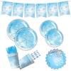 Frozen Birthday Party Supplies Disposable Tableware Winter Snowflake Paper Plates Napkins Cups for Baby Shower Christmas Decor