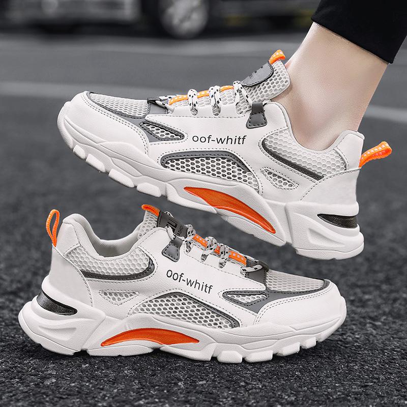 New Men's Casual Sports Shoes Outdoor Non-slip Wear-resistant Breathable Hollow Design Versatile Thick-soled Casual Tennis Shoes