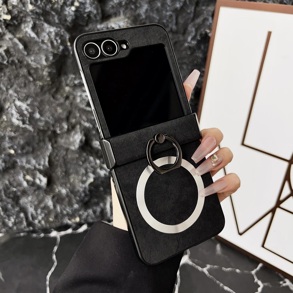 Fashion Ring Holder Bracket Magsafe Case for Samsung Galaxy Z Flip 6 5 4 3 Flip6 Magnetic Wireless Charge Stand Shockproof Cover