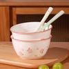 Linpan Cute Cartoon Ceramic Bowl and Spoon Set