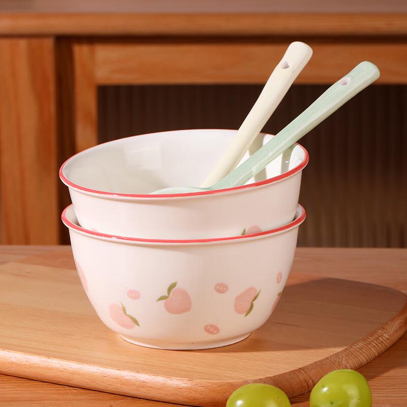 Linpan Cute Cartoon Ceramic Bowl and Spoon Set