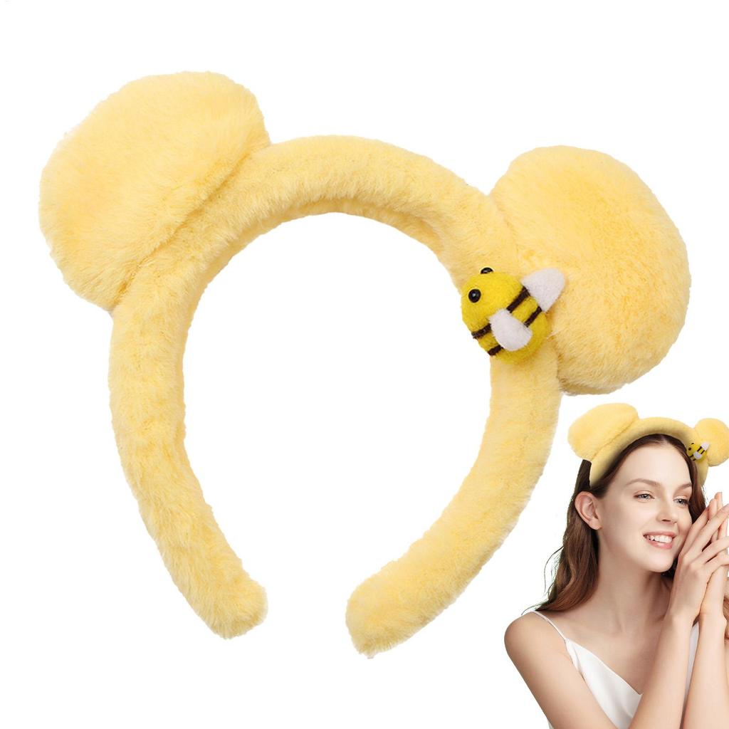 1 stuks Schattige Bij Beer Oren Pluche Haarband Dames Meisjes Gezicht Wassen Leuke Dier Hoofdbanden Cosplay Mode Haaraccessoires