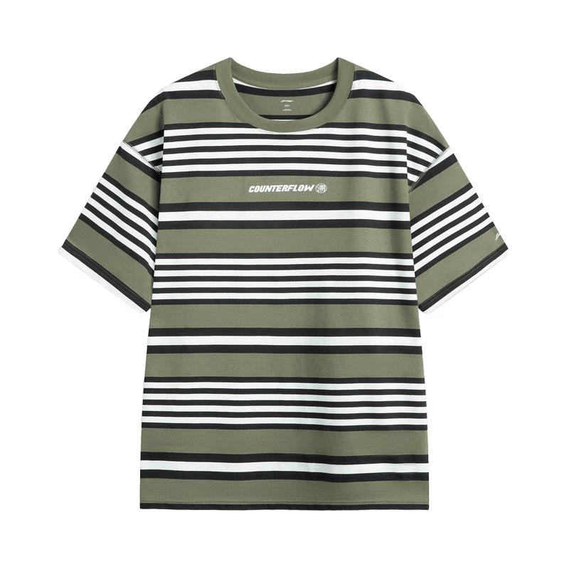 Li-Ning Men's Outdoor Quick-Dry Cooling Striped Short Sleeve T-Shirt ATSV181