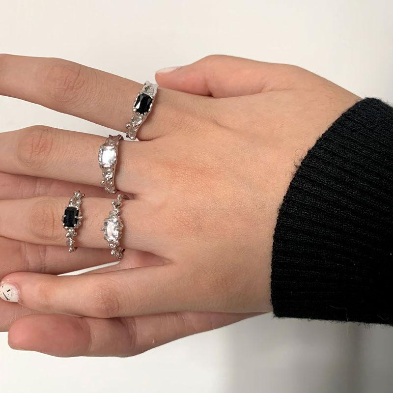 Niche Design French Irregular Dark Wind Personality High-End Sense Diamond-Encrusted Zir*****Pen Ring Female Tide