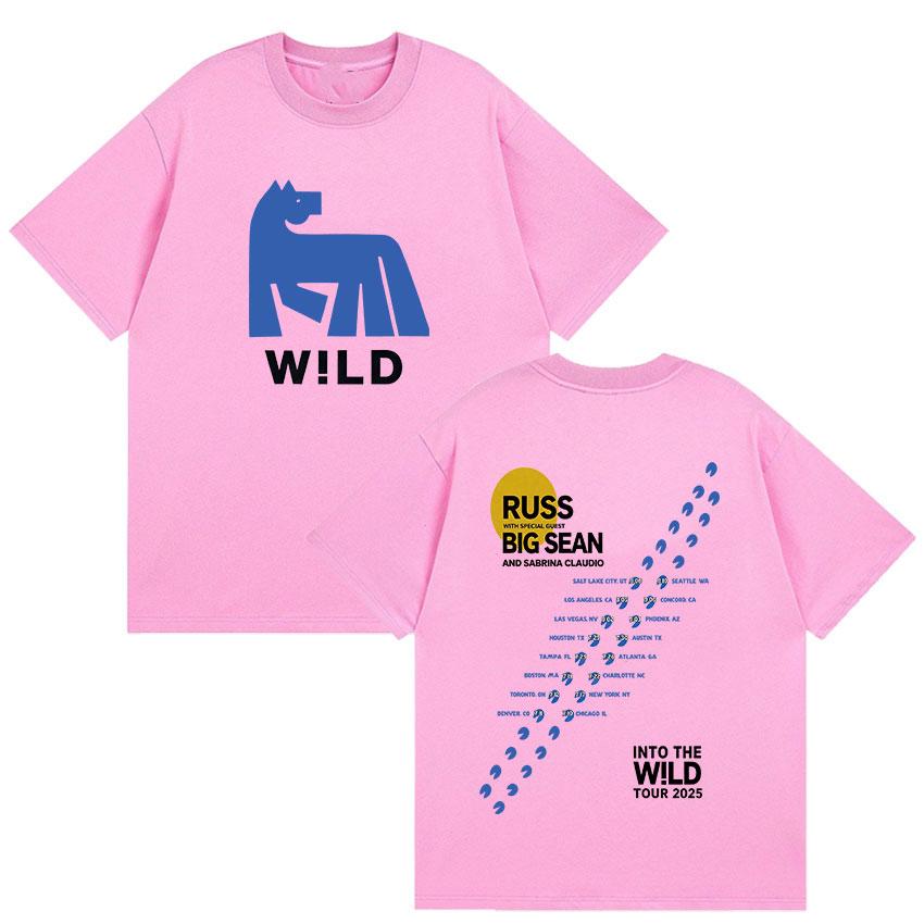 Russ Into The Wild Tour 2025 T-Shirt Herren Damen Vintage Hohe Qualität Mode T-Shirts Lässig Übergroß Baumwoll-T-shirt Streetwear