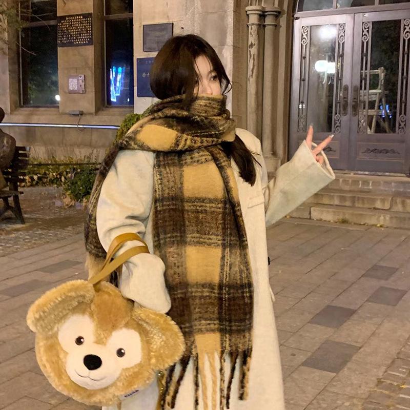North thickened warm scarf soft waxy couple shawl winter high sense solid color versatile fringed scarf women