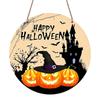 2D Flat Aluminum Decorative Plaques and Ornaments Sign, Halloween Hanging Plaque with Pumpkin Witch Hat Bat Castle Design, Spooky Wall Decor for
