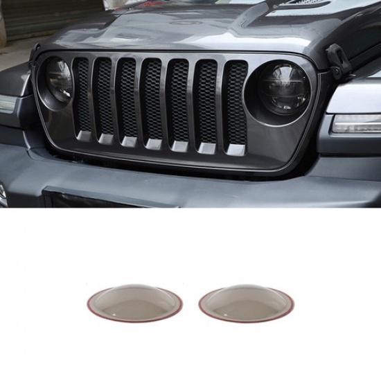 Smoked Front Headlight Lamp Frame Cover Trim Bezels For Jeep Wrangler JL JT 18+