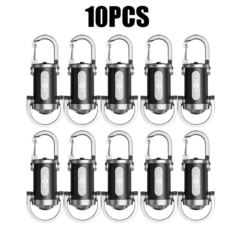 Mini Keychain Flashlight Rechargeable Pocket COB Working Light Outdoor Hook Emergency Warning Light for Camping Walking Hiking