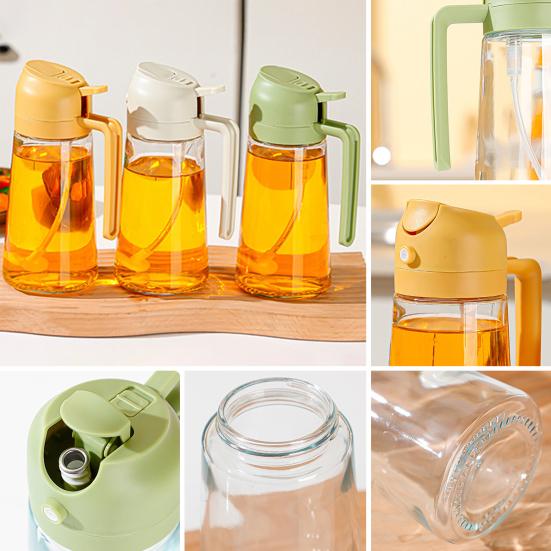 Oil Pot 2-in-1 Design Food Grade PP Lead-Free Glass Transparent Visual Design Cooking Sprayer