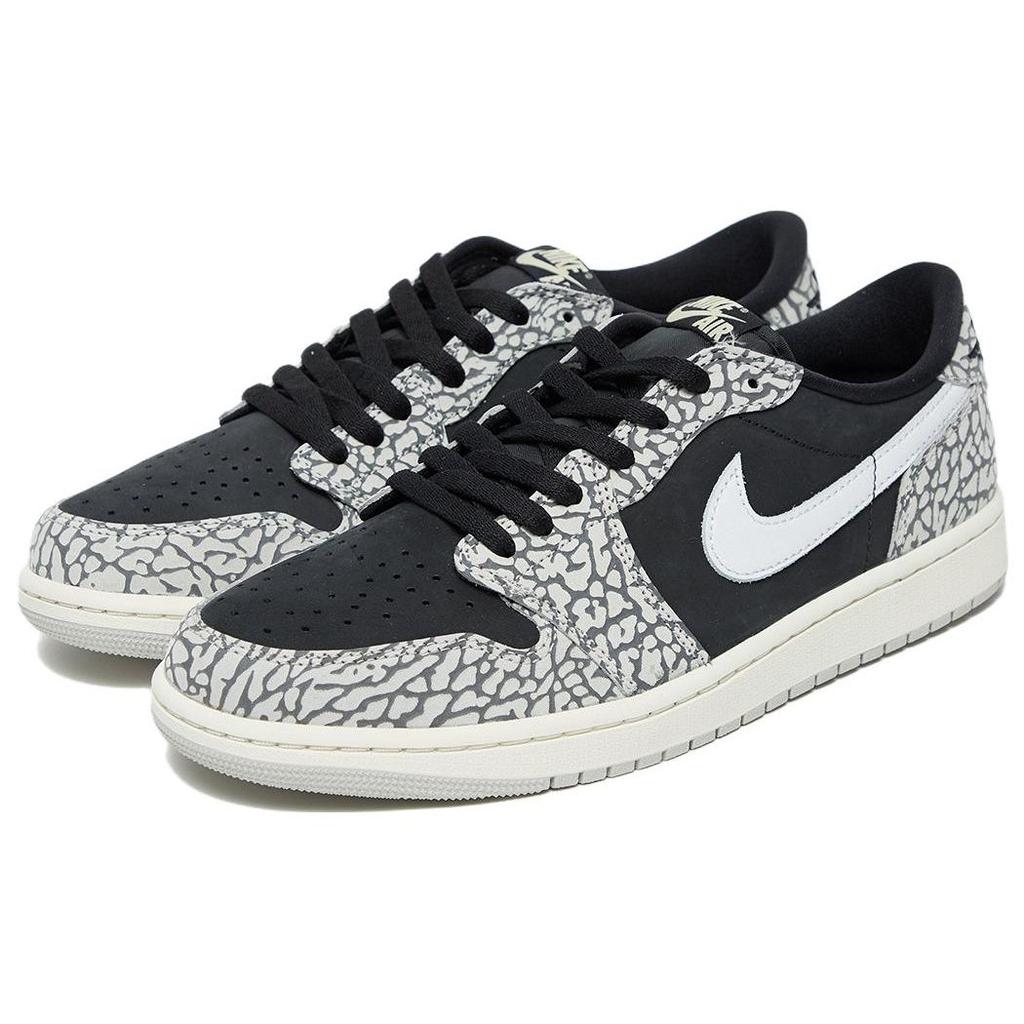 Air Jordan 1 Retro Low OG Black Cement Sneakers Unisex Muslin Tech-Grey White CZ0790-001