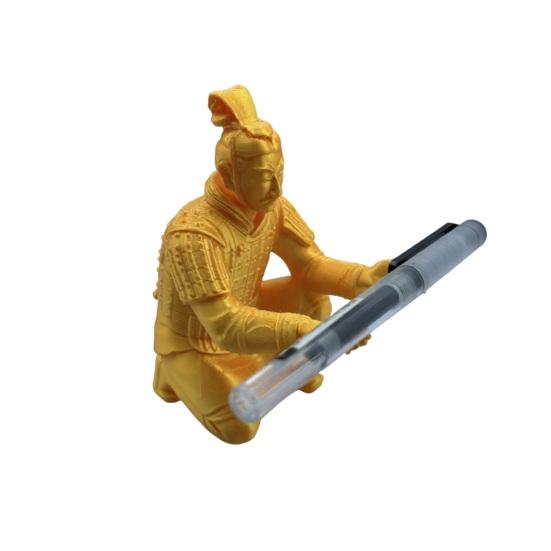 Decorazione da Scrivania Guerriero di Terracotta, Portapenne Soldato Stampato 3D per Ufficio, Portapenne Creativo Guerriero Antico, Ornamento Regalo per Home Office