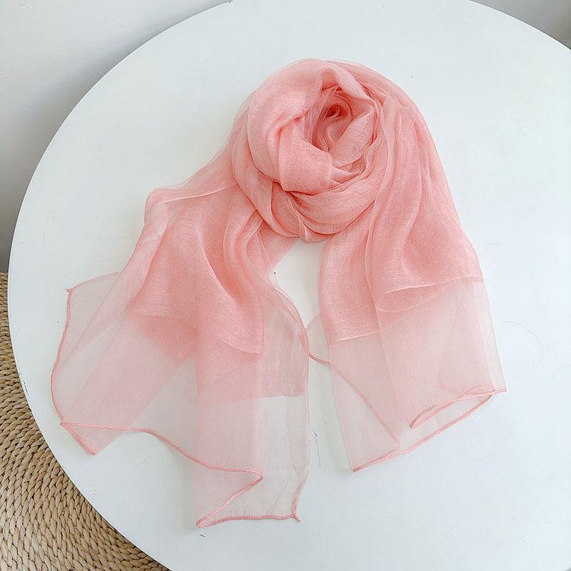 Double Silk Wool Scarf Spring And Autumn Thin Solid Color Mulberry Silk Shawl Women'S Silk Scarf