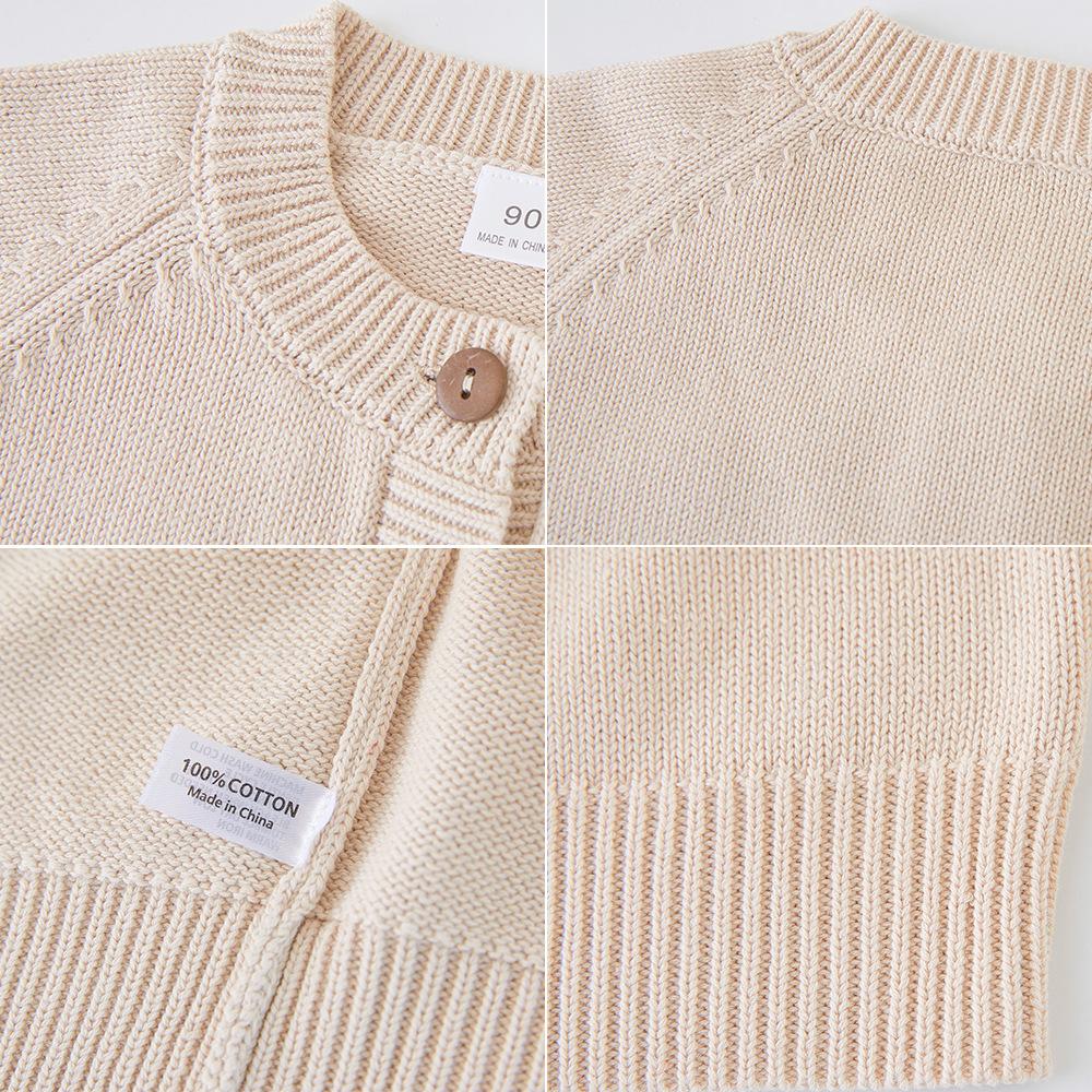 Spring and Autumn Children's Sweater Long-sleeved Jacket Pure Cotton Strawberry Round Neck Girl Knitted Cardigan Wool Top