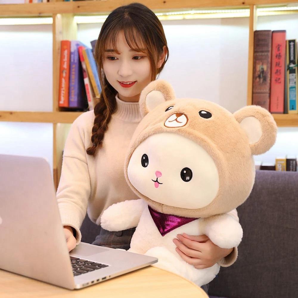 25Cm Two Plush Toys Children Cute Rabbit And Bear Sleep Cute Cartoon Plush Toy Animal Doll Children's Birthday Presents
