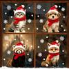 Durable Holiday Window Stickers Christmas Animal Static Clings, Cute Cat/Puppy/Racoon Stickers, PVC Winter Home Accents Waterproof Glass Sticker