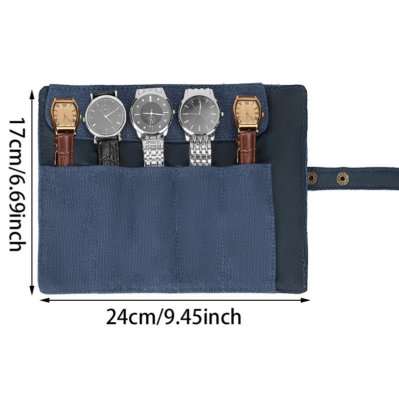 Portable Women Men Roll-Up Watch Band Storage Case Pouch Lightweight Travel Watch Roll Organizer