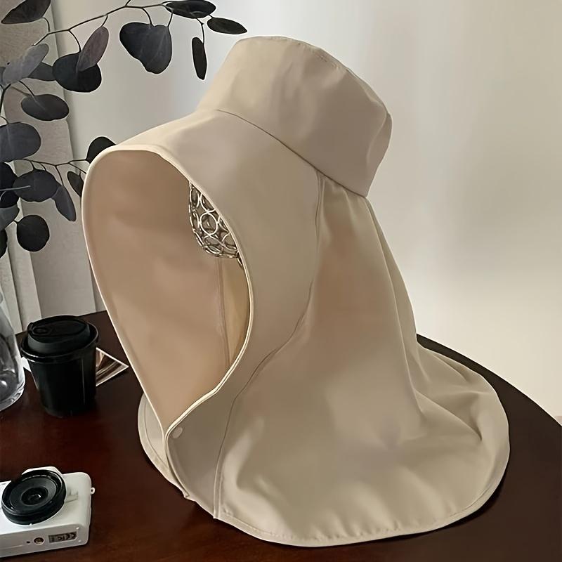 Wide-brimmed Cape, Sun Hat for Women, Neck Protector and Face Shield, Bucket Hat with Ponytail Design, Suitable for Beach
