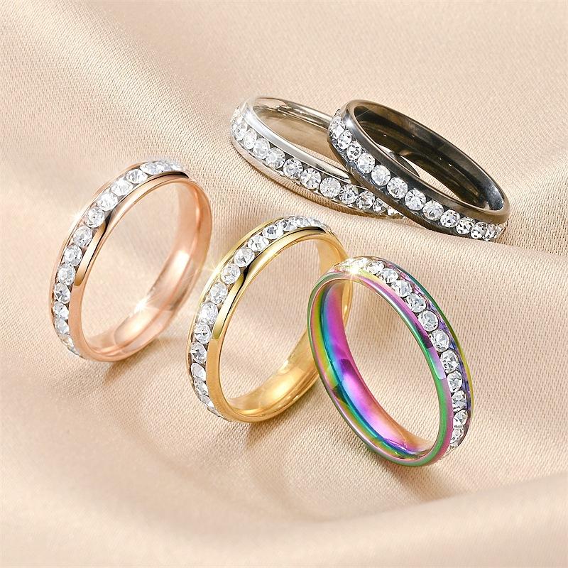 Full Tianxing River Titanium Ring Female Zircon Couple To Niche Ring