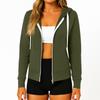 Women's Fashionable Solid Color Long Sleeved Hooded Pocket Zipper Casual Sweatshirt Jacket