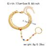 Boho Gold Color Leaf Rainbow Stone Chain Bracelet for Women Vintage Multilayer Finger Ring Hand Bracelet Fashion Jewelry Gift