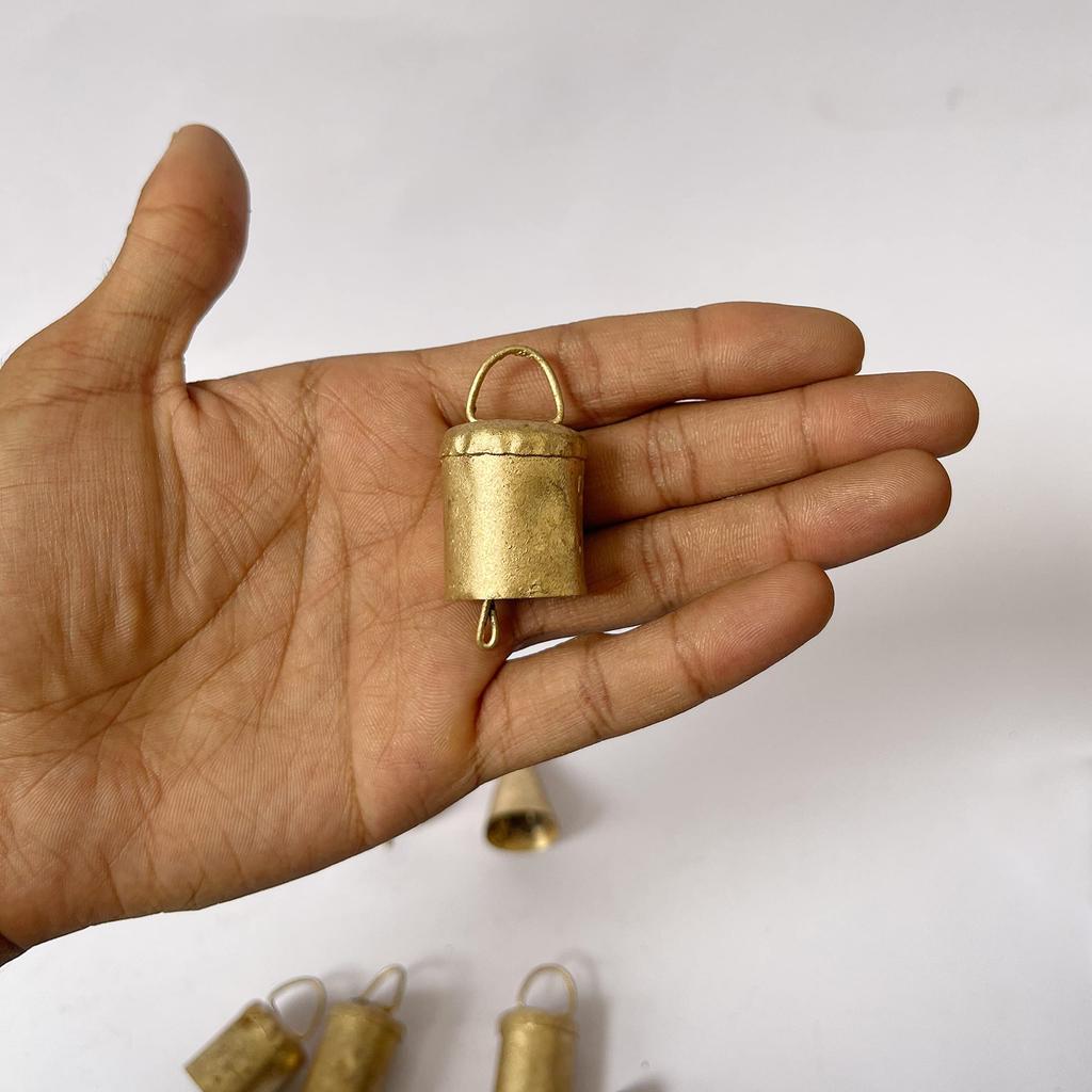 Small Gold Cow Bells – Rustic Hanging Metal Bells for Crafts, Christmas Ornaments, Farmhouse Decor, Wreaths & DIY Garland (Pack of 20)