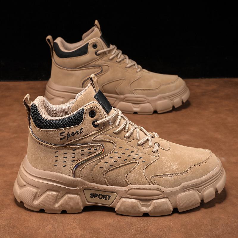 Warm Sports High-top Shoes, Waterproof Rubber and Plastic Men's Sticky Cold Running Soles, Winter Autumn Casual Martin Boots, Excellent Price