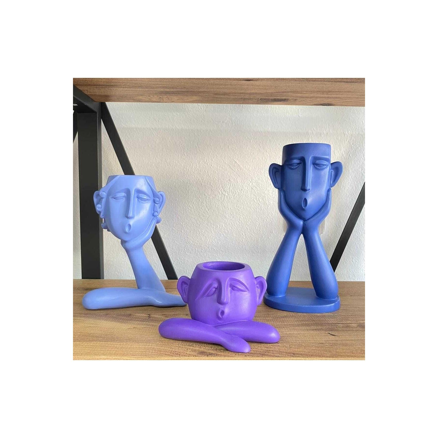 

FLQUE Набор цветочных горшков с абстрактным лицом - декоративный набор из 3 шт.