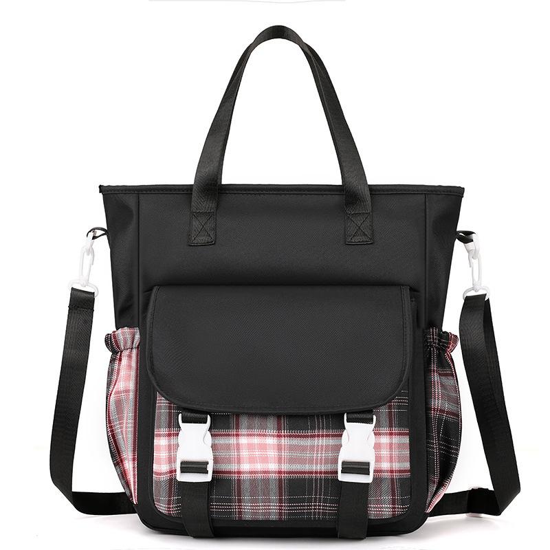 

Новая сумка-мессенджер для старшеклассника большой вместимости, в стиле колледжа, однотонная, в клетку, повседневная сумка average size