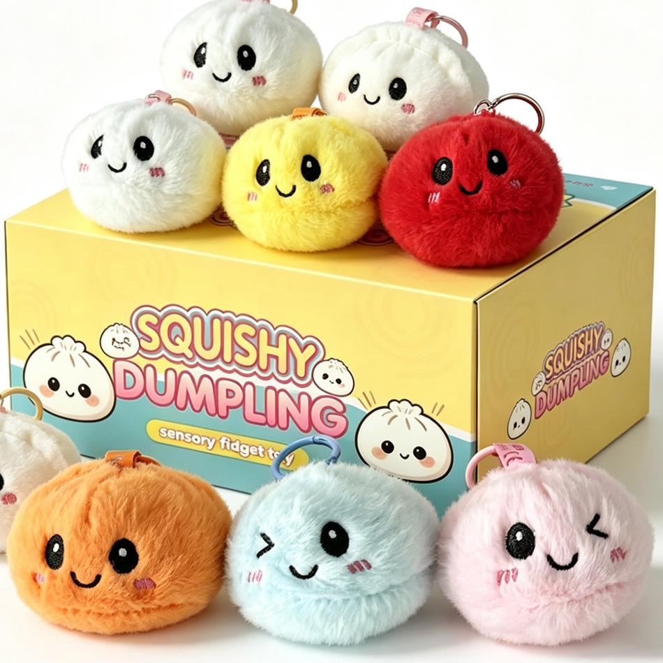 In Stock Trendy New Style Bag Hanging Cute Simulation Dumpling Plush Keychain Backpack Pendant Cartoon Toy Gift