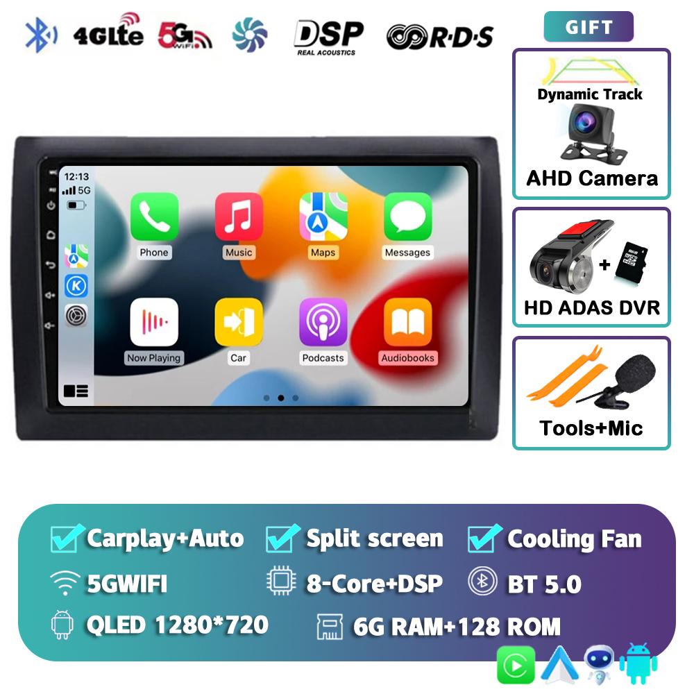 Android 14 CarPlay Auto Car Radio For Fiat Stilo 2001-2010 Multimedia Video Player GPS Navigation 4G+WIFI Stereo Audio Head Unit