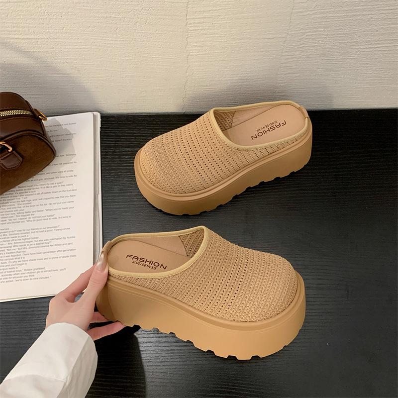Women Platform Clogs Summer Breathable Mesh Slipers Thick Sole Slip On Shoes Comfortable Casual Outdoor Sandals Non Slip Slides