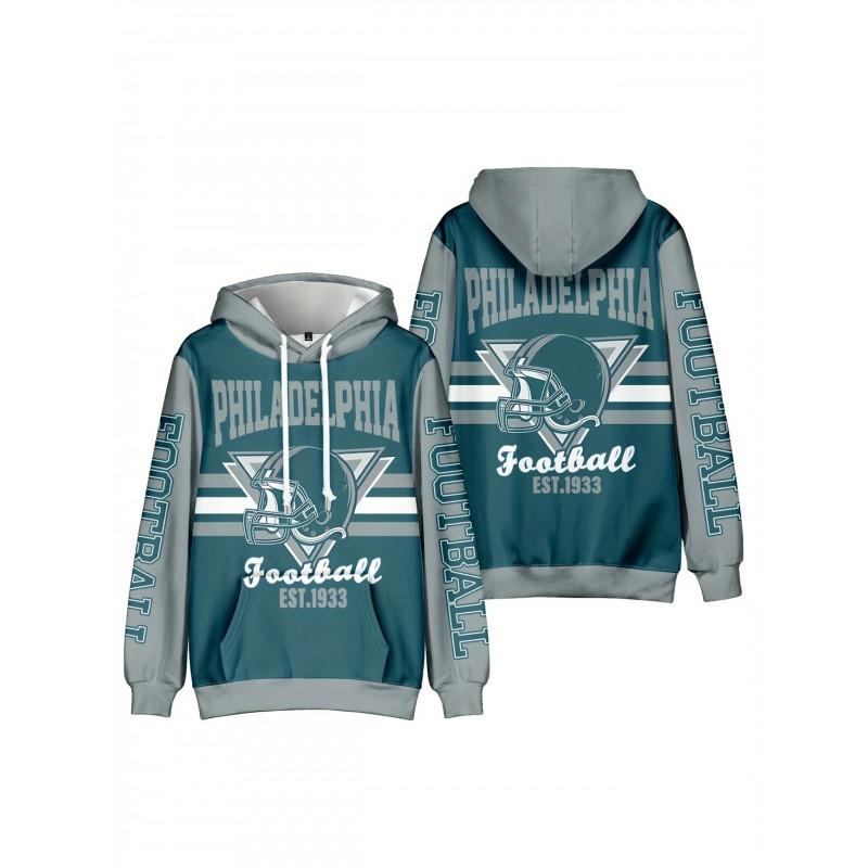 Mens Hooded Sweatshirt 3D Digital Print San Francisco Football Graphic Casual Sports Pullover