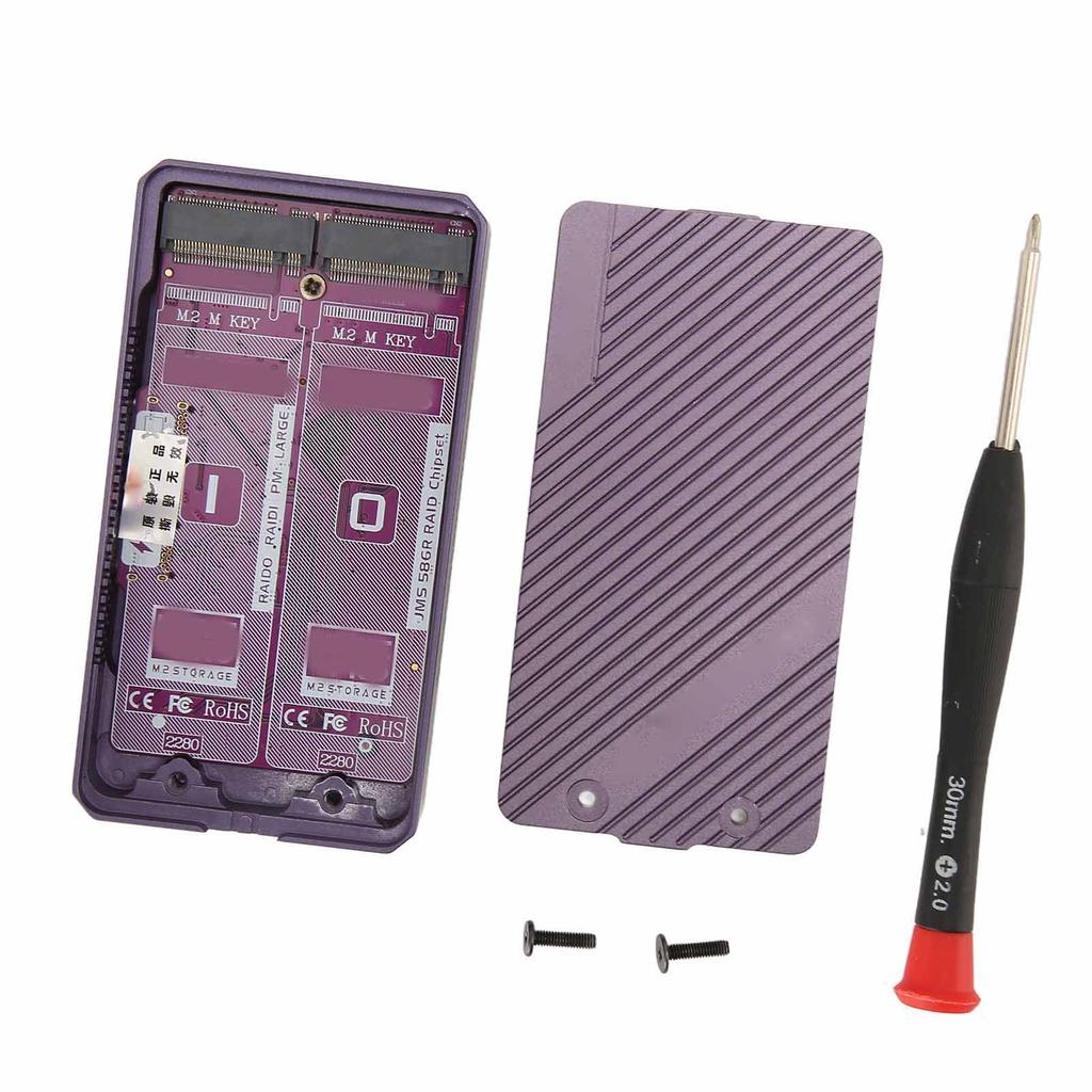 RAID Hard Drive Enclosure NVMe Dual Bay 20Gbps 4 Modes High Safety External Hard Drive Case for Computer Transmission