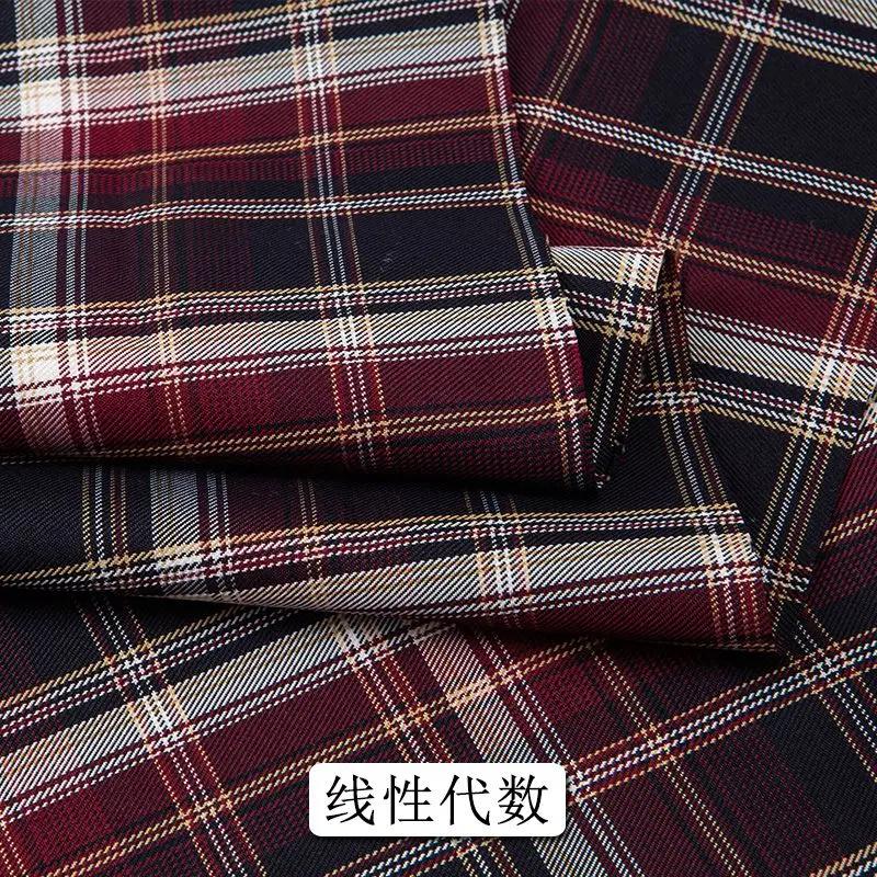 Summer Plaid Fabric Fine Opaque By The Meter for JK Uniform Clothes Dresses Hair Accessories DIY Sewing Cloth Textile Blue Green