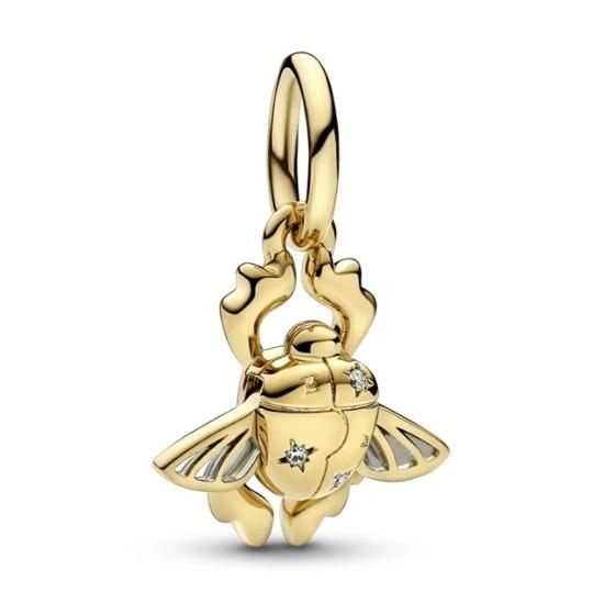 S925 Sterling Silver Shiny Gold Series Crown Lovely Pig Life Tree Beads Fit Original Bracelet DIY Women's Jewelry