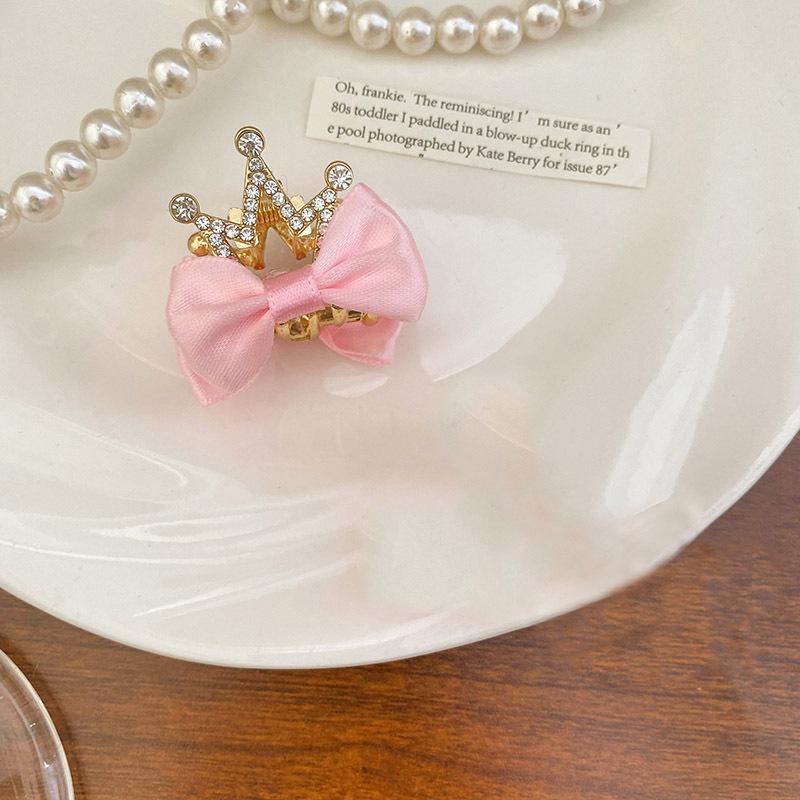 New Cute Bow Hair Clips for Children Rhinestone Rabbit Ears Gold Color Metal Little Hair Clip Girl's Hair Accessories