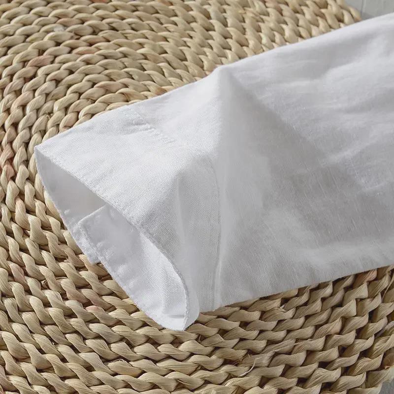 Men's Casual Loose White Linen Shirt - Short-Sleeved and Long-Sleeved Options for Spring and Summer