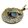 Women's Blue Rhinestone Vintage Locket Pendant Eye Owl Long Chain Necklace