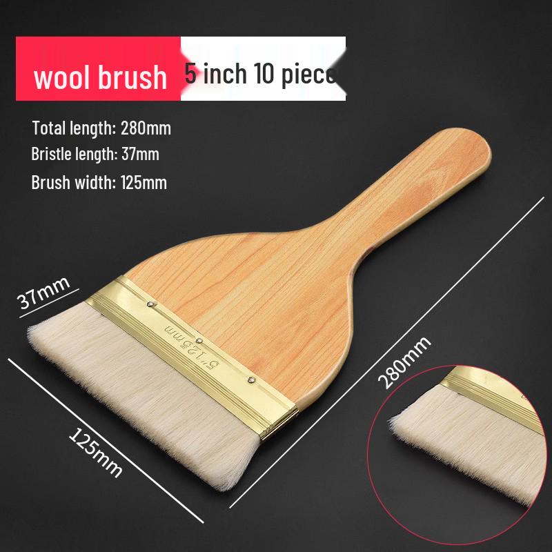 Wool-Latex Paint Brush with Wooden Handle, Soft Non-Shedding Bristles, Ideal for Wall Cleaning and Painting