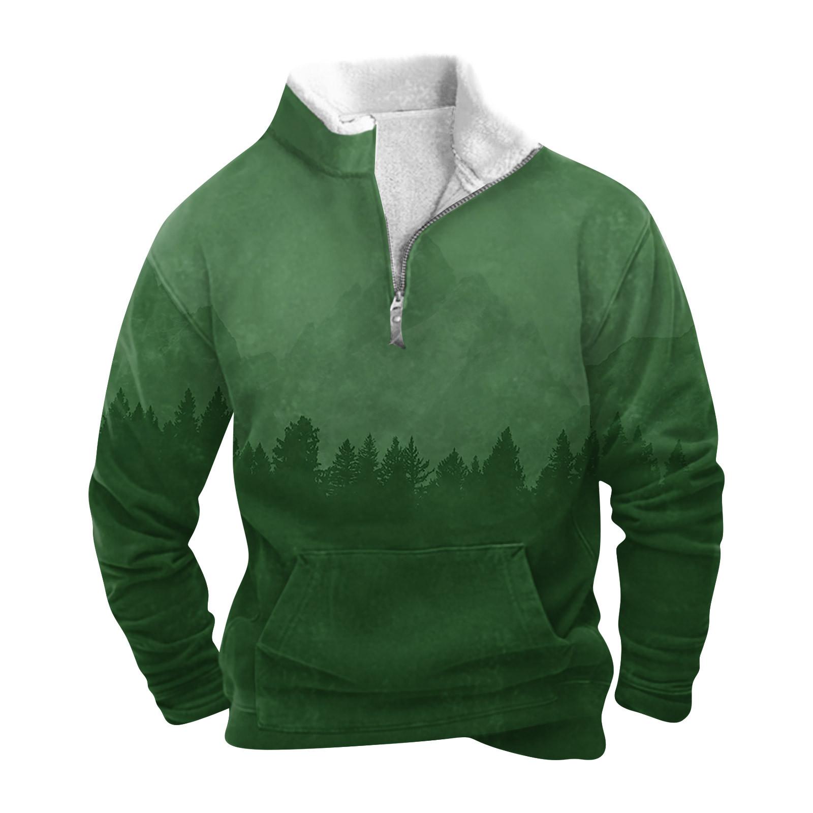 

Весенне-осенняя мужская толстовка с воротником-стойкой на открытом воздухе, повседневные свитера, топы XXXXL зелёный