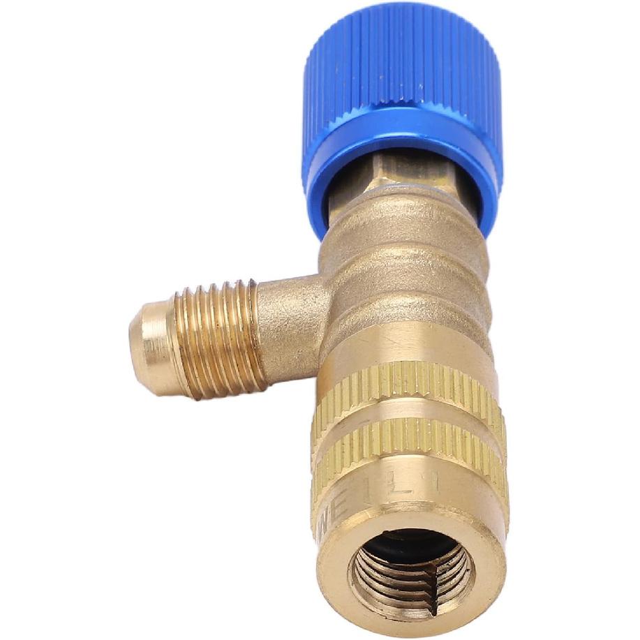 Refrigerant Charging Valve, Refrigerant Valve Brass Tank Adapter, 1/4" Thread Safety Adapter Flow Control Ball Valve for R22 R410 R134A R404