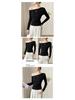Off-the-Shoulder Ribbed Cotton Slim-Fit Top for Women - Autumn/Winter Collection