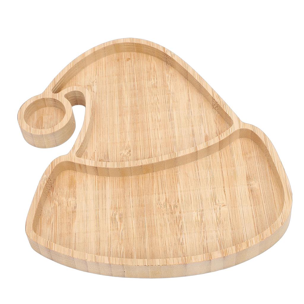 Santa Hat Serving Tray Wooden Dish Platter for Dessert Nuts Storage Holiday Decoration
