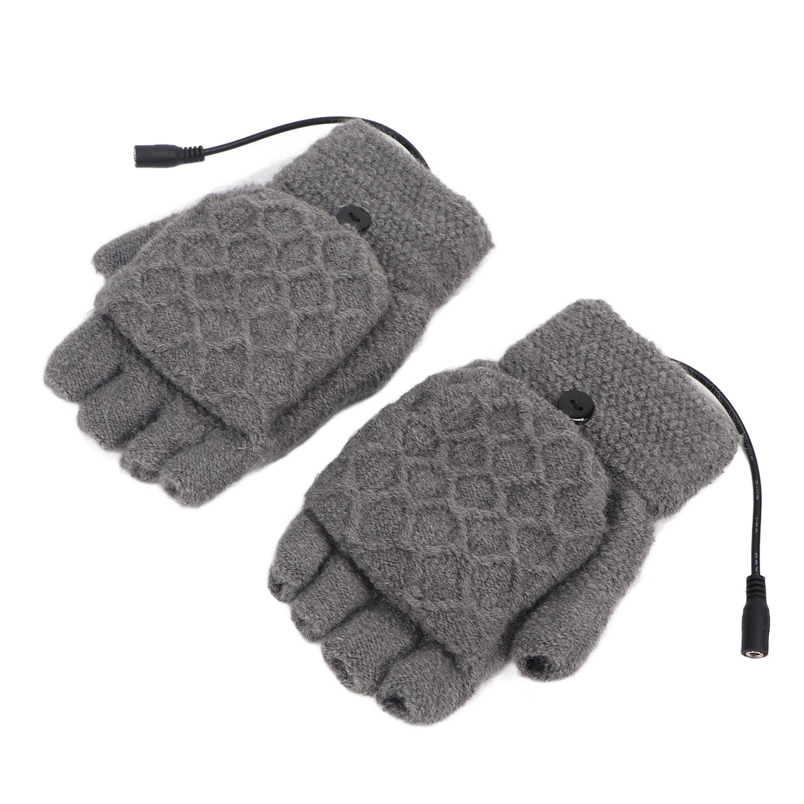 

Перчатки с подогревом USB, полупальцы, моющиеся, 3 передачи, хлопковые, согревающие, трикотажные перчатки серого цвета для холодной погоды