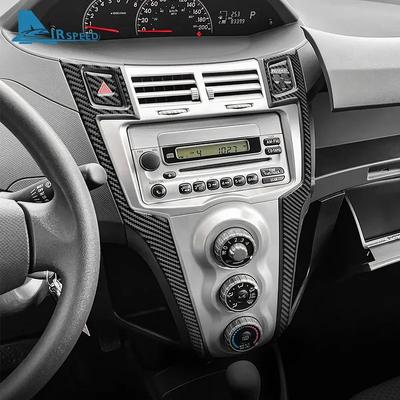 Car Central Control CD AC Knob Panel Trim Real Soft Carbon Fiber Sticker LHD RHD For Toyota Yaris 2006 2007 2008 2009 2010 2011