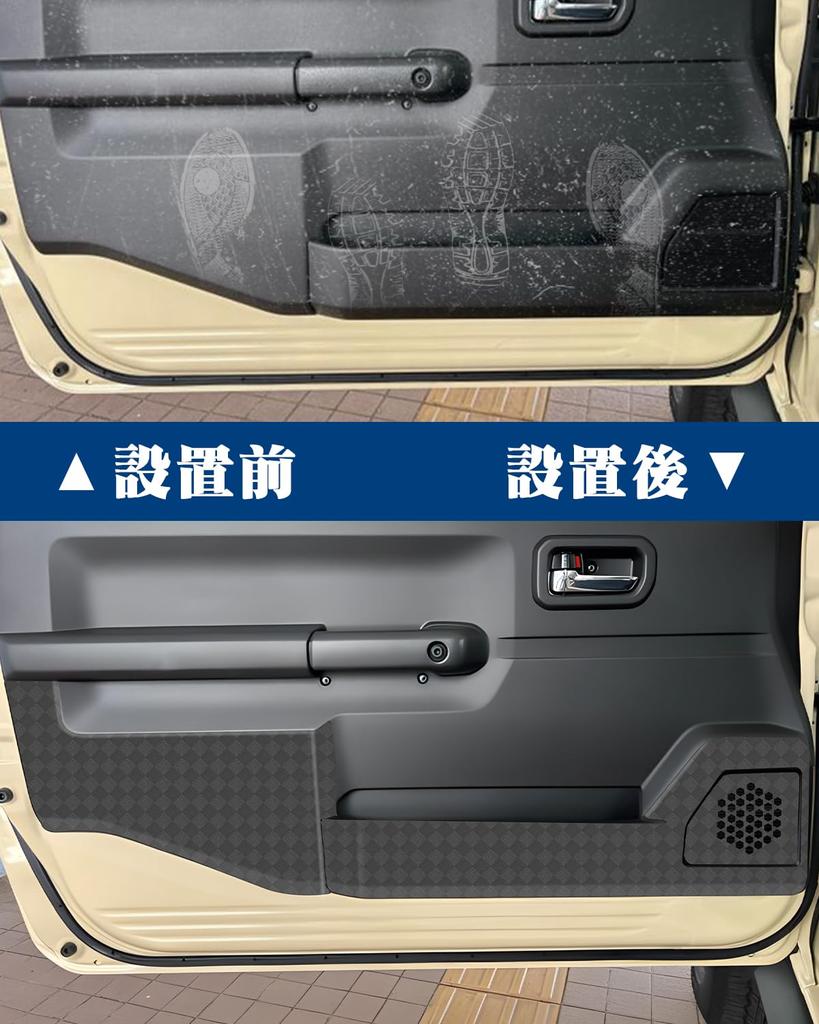 RUIYA Set of Door Kick and Inner Door Panel Protectors for Jimny Sierra JB64 and These Door Trim Guards and Kick Mats Protect from and Other Easy To