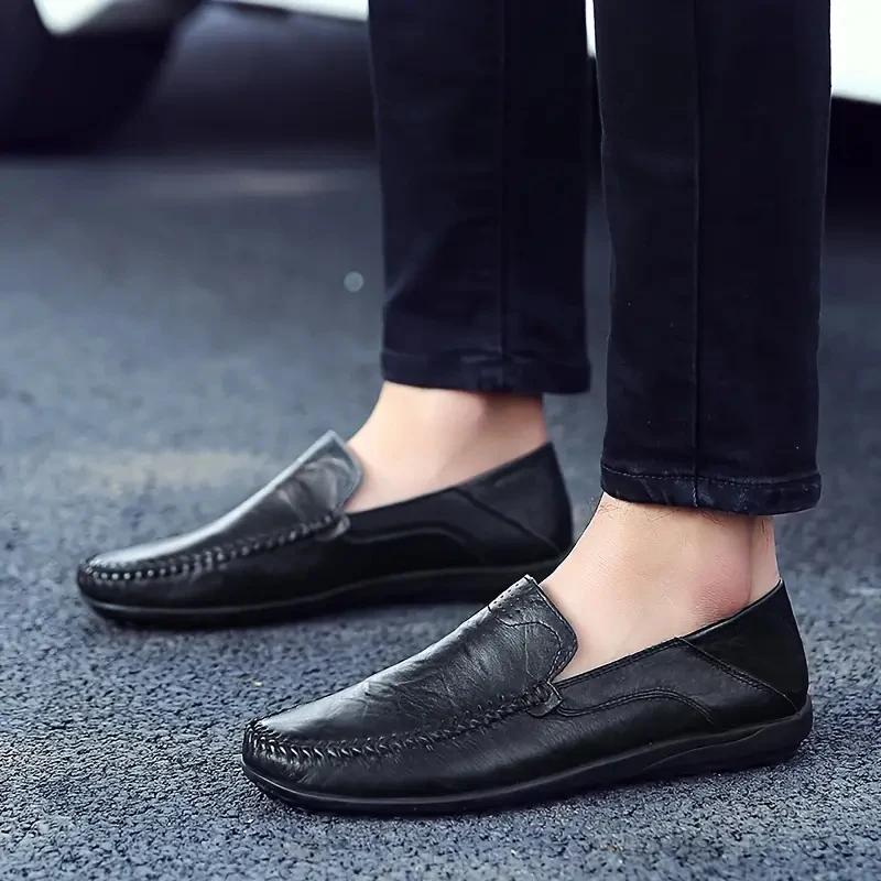 Fashion Men's Trendy Slip On Solid Colour Penny Loafer Shoes Comfy Non Slip Loafer Shoes